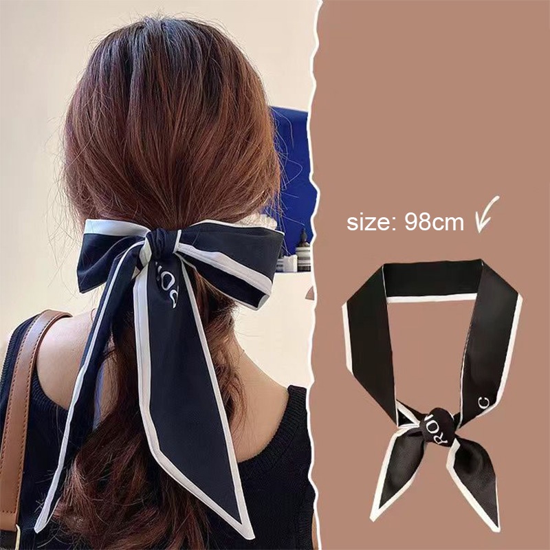Khăn lụa Turban SUAKE 97x6 cm dùng buộc tóc trang trí túi xách móc khóa