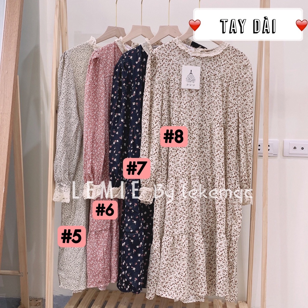 Đầm Hoa Nhí Vintage Cổ Ren Dáng Xuông Kèm Dây Thắt Eo , Váy Suông Chất Mềm Mịn Mặc Mát Hót Hít Ảnh Thật LEMIE by lekemqc