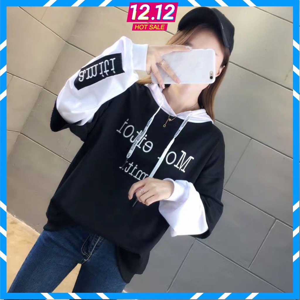 Áo hoodie Nữ phối màu cánh tay ấn tượng, in chữ siêu chất - New Hot 2021 | BigBuy360 - bigbuy360.vn