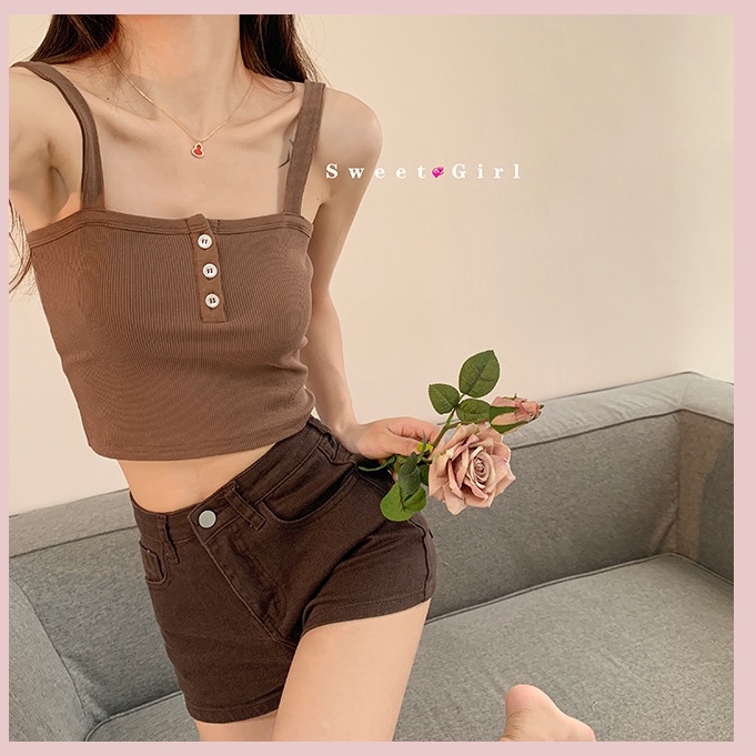 Quần Short denim Lưng Cao Gợi Cảm Hợp Thời Trang Cho Nữ Có 3 Màu Lựa Chọn