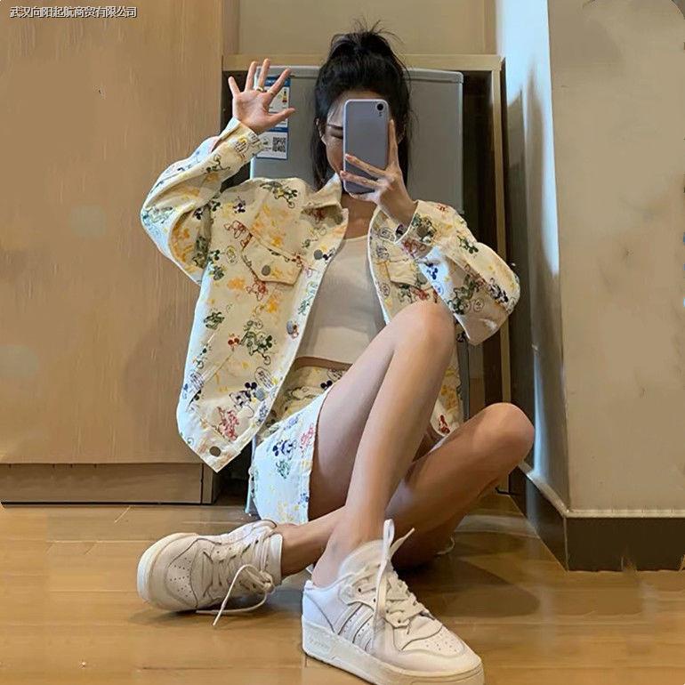 Set Áo Thun Ngắn Tay + Chân Váy Denim Thời Trang Nữ Mới