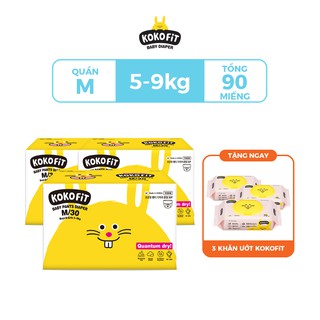 [TẶNG 3 KHĂN ƯỚT] Combo 3 Tã Quần KOKOFiT Hàn Quốc Cho Bé Size NB36/S34/M30/L26/XL22/Jumbo18