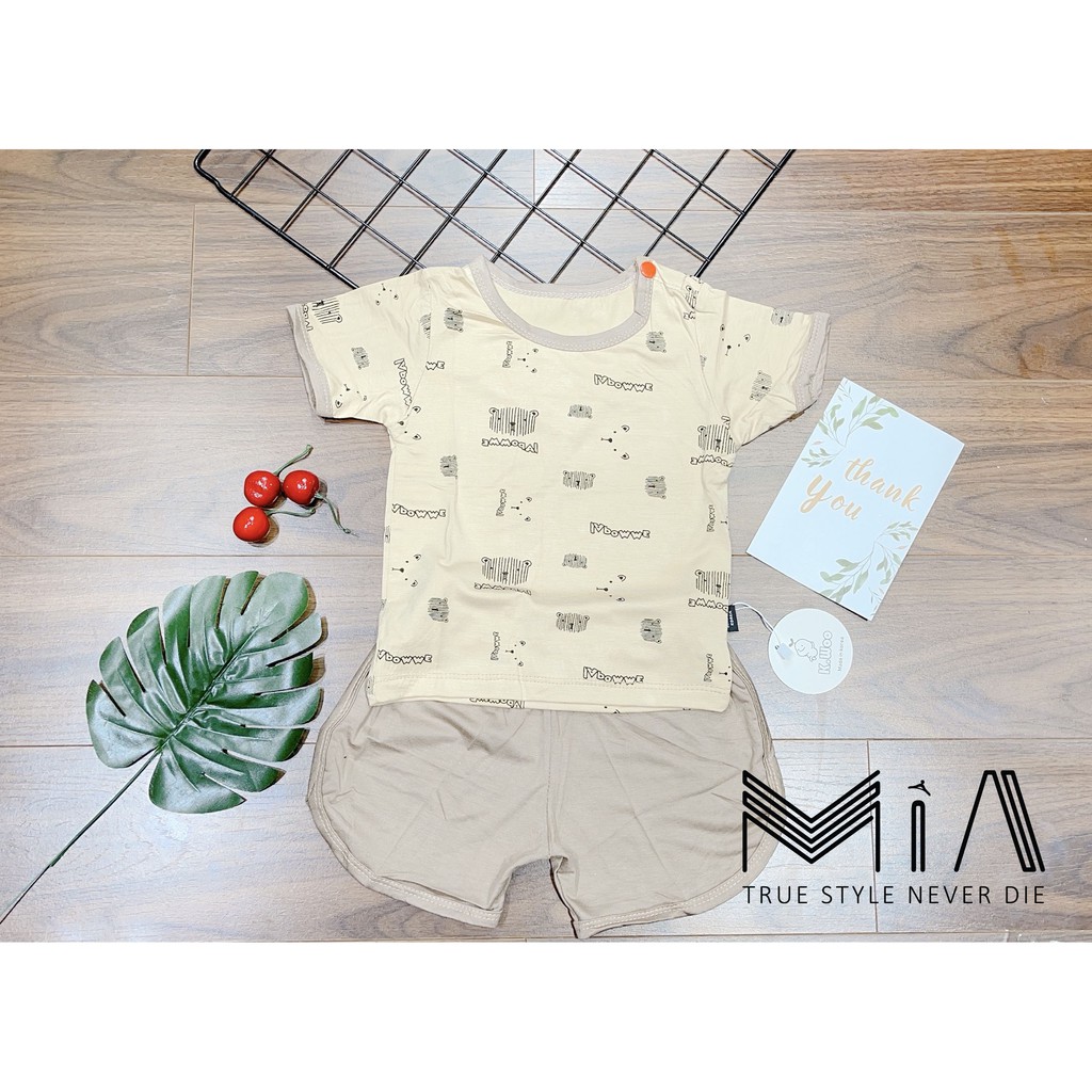 Bộ Cộc Thun Lạnh K.woo Bé Trai, Bé Gái Họa Tiết Mặt Gấu - M14 - Mia Baby - Ảnh Độc Quyền Do Shop Tự Chụp.