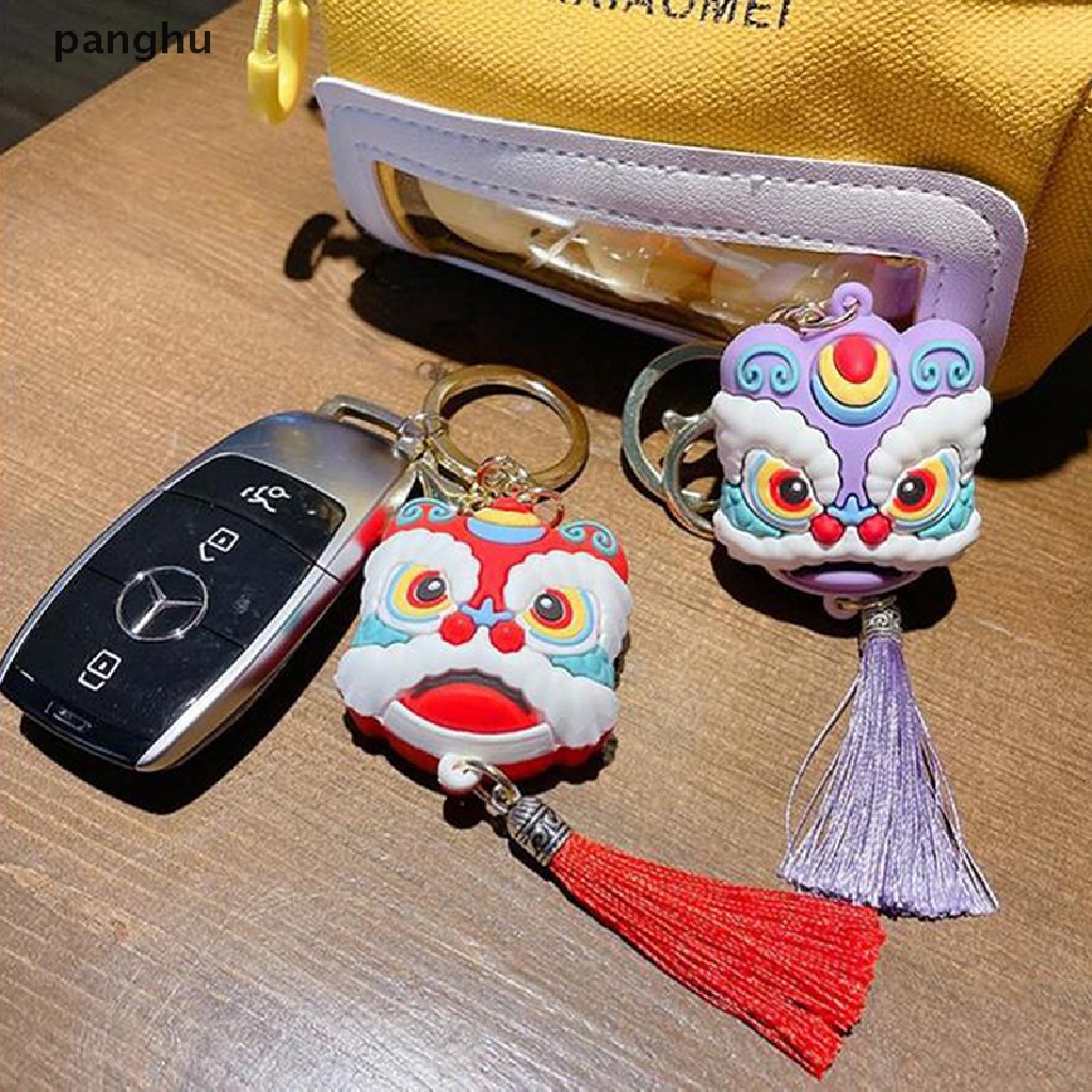 Lion Dance Head Keychain Key Ring Car Bag Pendant Chinese Style Keyring Jewelry