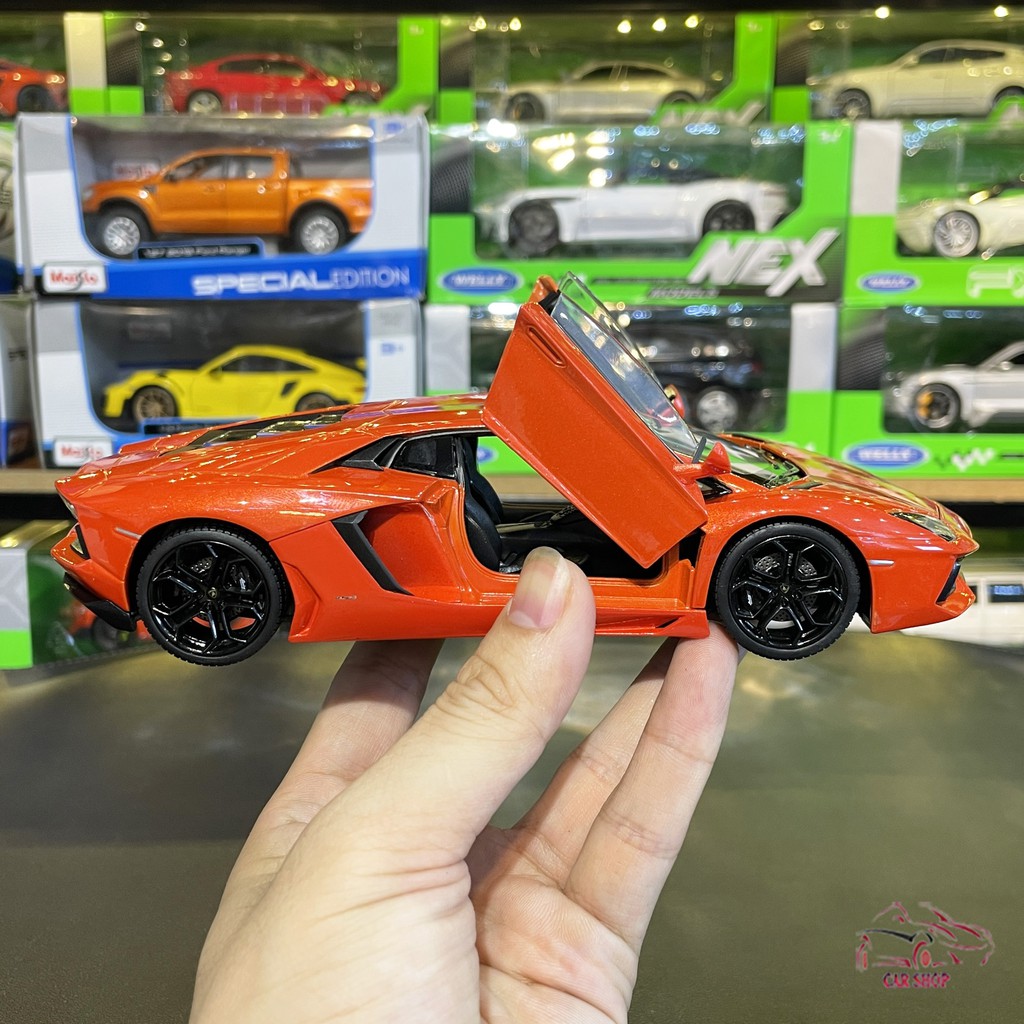 Mô hình xe hợp kim Lamborghini-Aventador LP700 tỉ lệ 1:24 màu cam đỏ