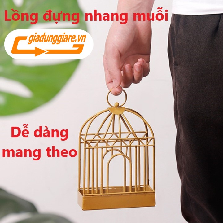 Lồng đựng nhang muỗi hình lồng chim khay đốt hương muỗi bằng thép an toàn cho trẻ em