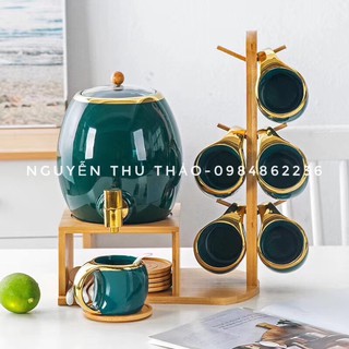 Bộ bom bình nước kèm kệ gỗ siêu đẹp - Decor nhà cửa