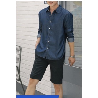 Áo sơ mi nam Denim thời trang Hàn Quốc 2021