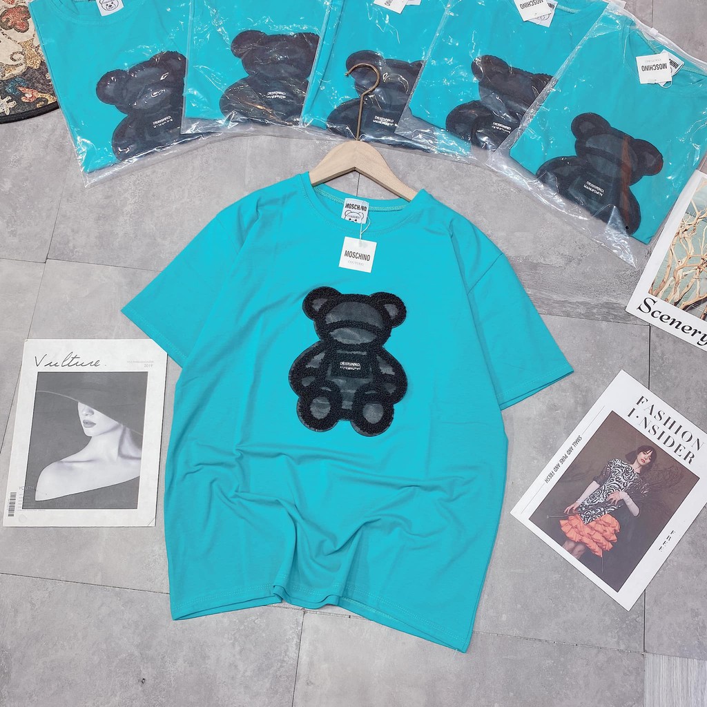 Áo phông XANH thêu gấu đen nổi (kèm ảnh thật,video) | BigBuy360 - bigbuy360.vn