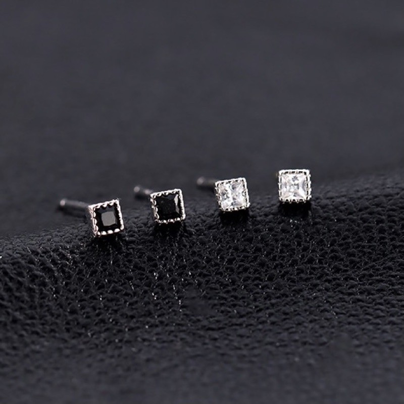 Khuyên tai bạc 925 nam nữ unisex siêu nhỏ mini đính đá CHILLEE