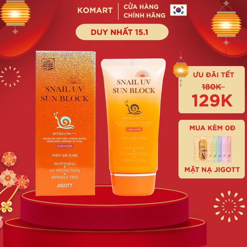 Kem Chống Nắng Vật Lý Ốc Sên Kiềm Dầu Dưỡng Ẩm Che Khuyết Điểm SNAIL UV SUN BLOCK SPF50+/PA+++ 70ml