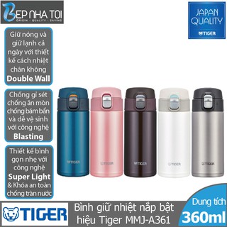 Bình giữ nhiệt Tiger nắp bật MMJ-A361 (360ml)