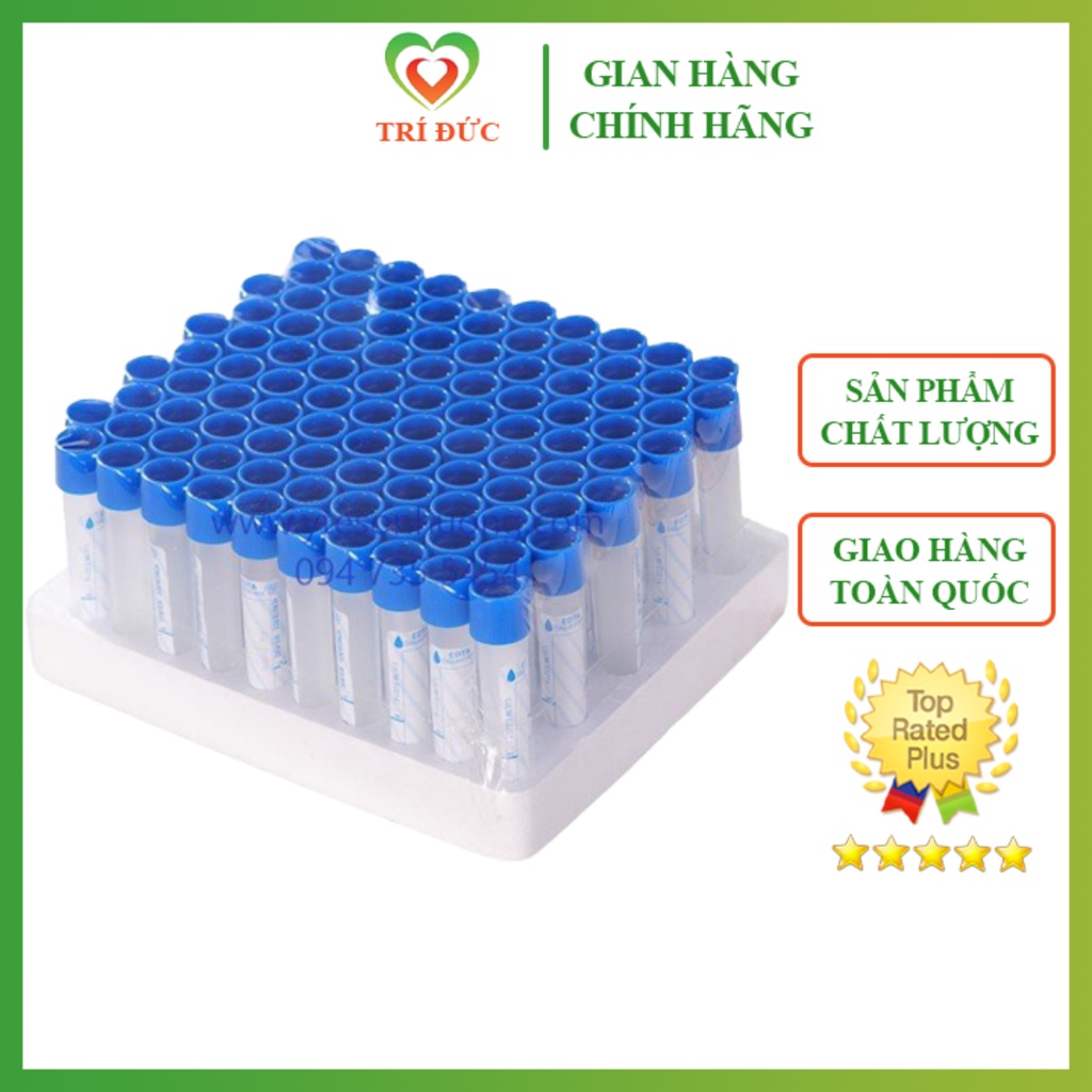 Ống Nghiệm Nhựa EDTA Chống Đông Máu Nắp Xanh Hộp 100 Ống