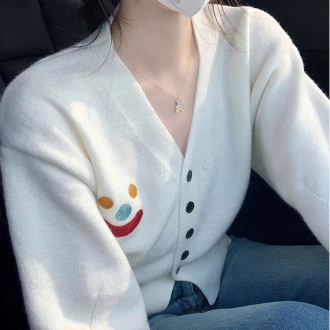 Áo dệt kim ZHELIHANGFEI dài tay cổ chữ V thời trang dành cho nữ