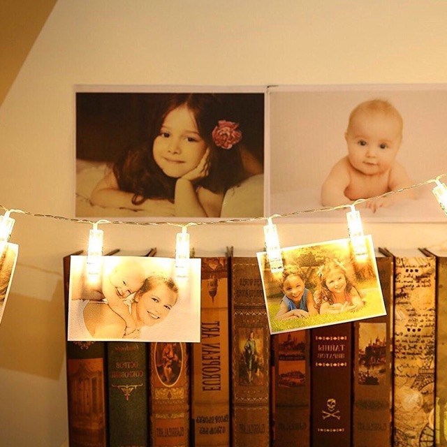 Dây đèn led kẹp hình, kẹp ảnh treo tường dùng pin, cổng usb | BigBuy360 - bigbuy360.vn