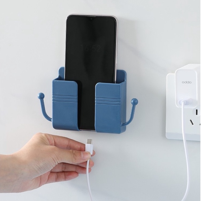 Kệ Dán Tường Để Remote, Đồ Dùng, Giá Đỡ Sạc Điện Thoại, Có Móc Treo Chìa Khóa, Dây Sạc