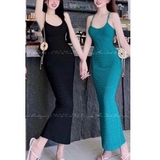 đầm 2 dây dáng dài chất xốp tôn dáng hot hit