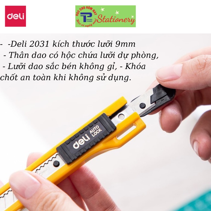 Dao rọc giấy trung Deli , Màu vàng - 1 cái E2031