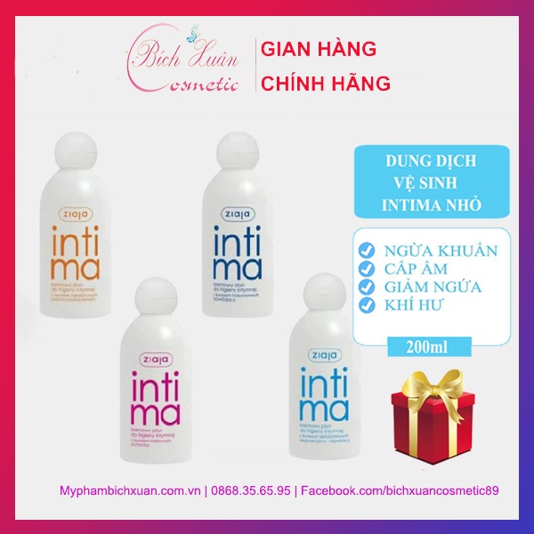 Dung dịch vệ sinh phụ nữ intima ziaja 200ml chính hãng, ddvs intima chăm sóc bảo vệ cô bé luôn sạch và thơm