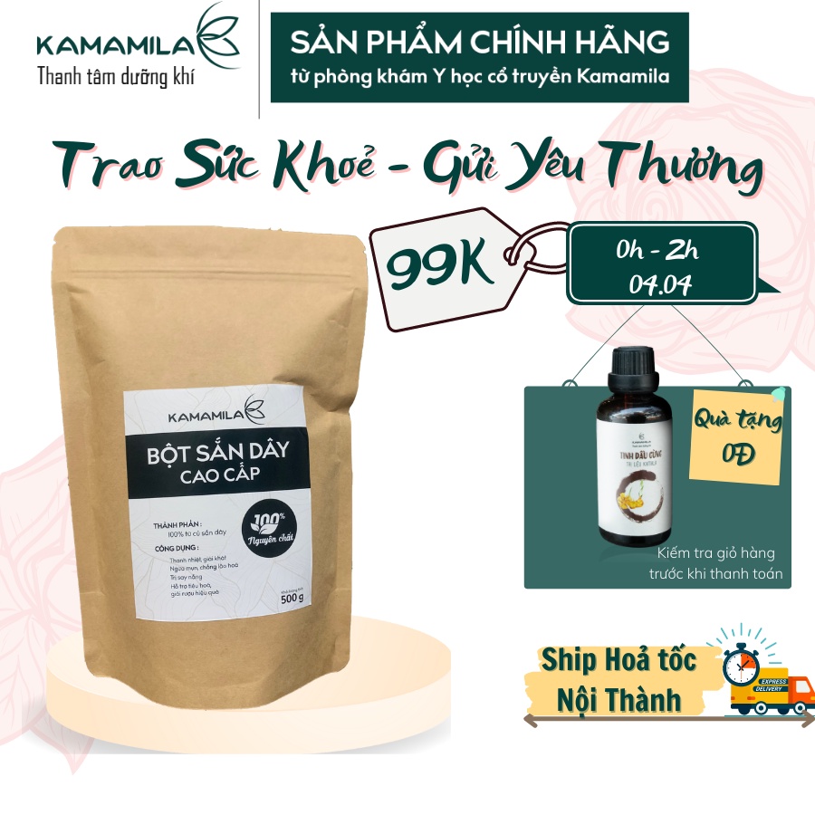 Bột Sắn Dây TA Cao Cấp Kamamila - 100% Nguyên Chất giúp thanh nhiệt cơ thể Gói 500gram