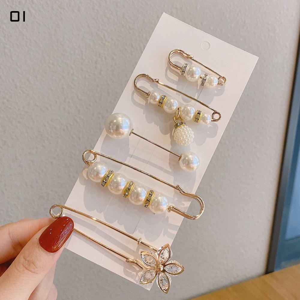 1 Bộ Ghim Cài Áo Đính Ngọc Trai Giả Chống Trượt Thời Trang Cho Nữ H7Q9