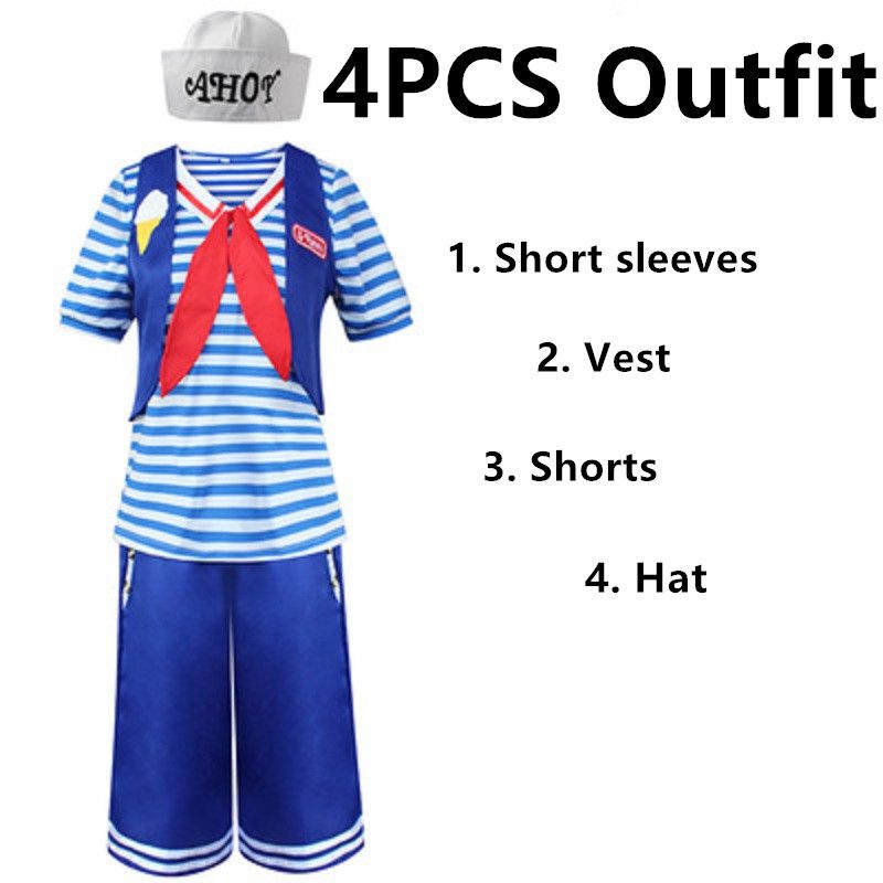 Stranger Things Season 3 Cosplay Costume Robin Steve Harrington Scoops Ahoy Adult men/women Halloween Sailor Uniform