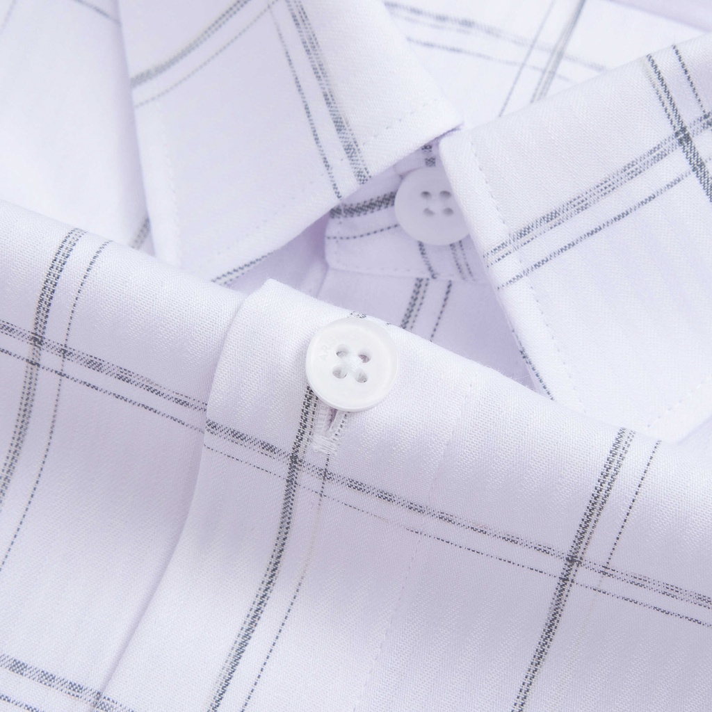 Áo sơ mi nam ngắn tay Aristino họa tiết trắng kẻ xanh trẻ trung, thanh lịch - ASS045S2