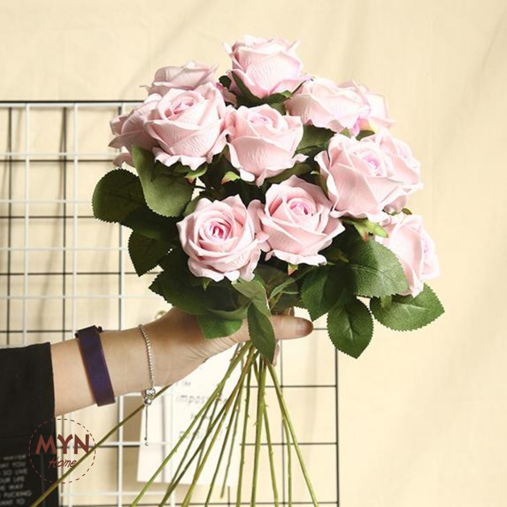 [Video + ảnh thật] Hoa hồng , Hoa giả nhân tạo, giống thật 99% dài 51cm