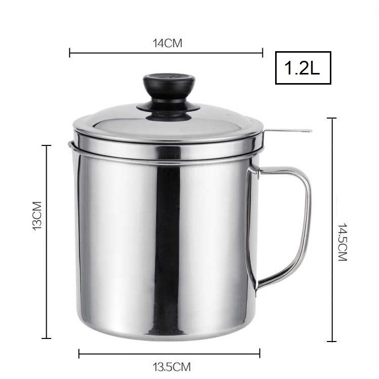 Ca Lọc Dầu Ăn 1,2L Có Lưới Lọc Cặn INOX Cao Cấp