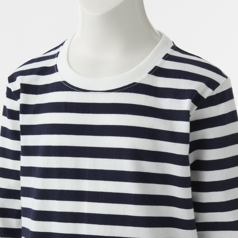 Muji Áo Thun Vải Jersey Cổ Tròn Dài Tay-Trẻ Em