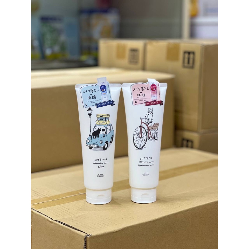 Sữa rửa mặt Kose Softymo nội địa Nhật Collagen White Hyaluronic 220g phù hợp mọi loại da