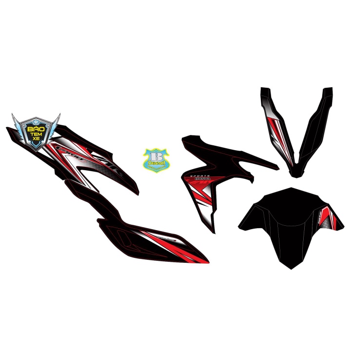 Tem rời dán xe vario 150 đỏ đen - Bi Decal