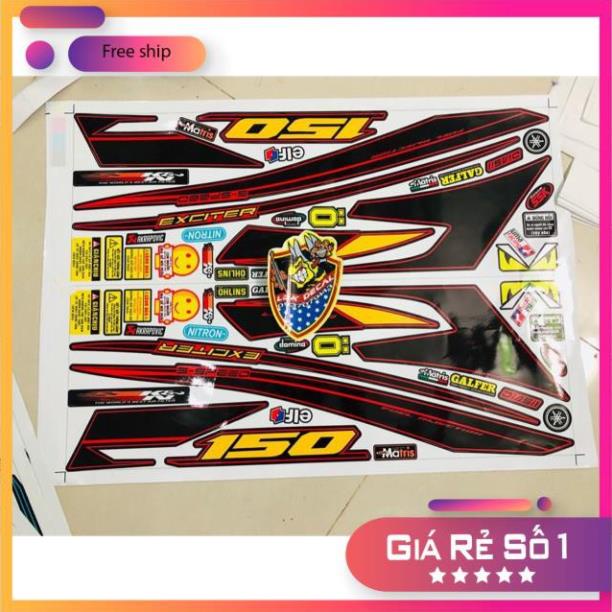 Tem xe ex 150 chỉ đỏ đen