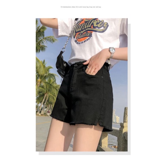 Quần Short Jean Cạp Cao Tua Rua Trẻ Trung Năng Động - LK035
