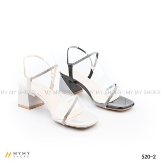 520-2 Sandal quai trong pha dây đá gót vuông 5p