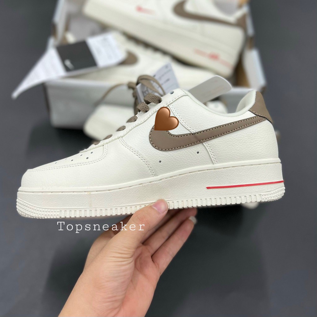 Giày Sneaker AF1 Logo Nâu Giày Thể Thao Nam Nữ Full Phụ Kiện