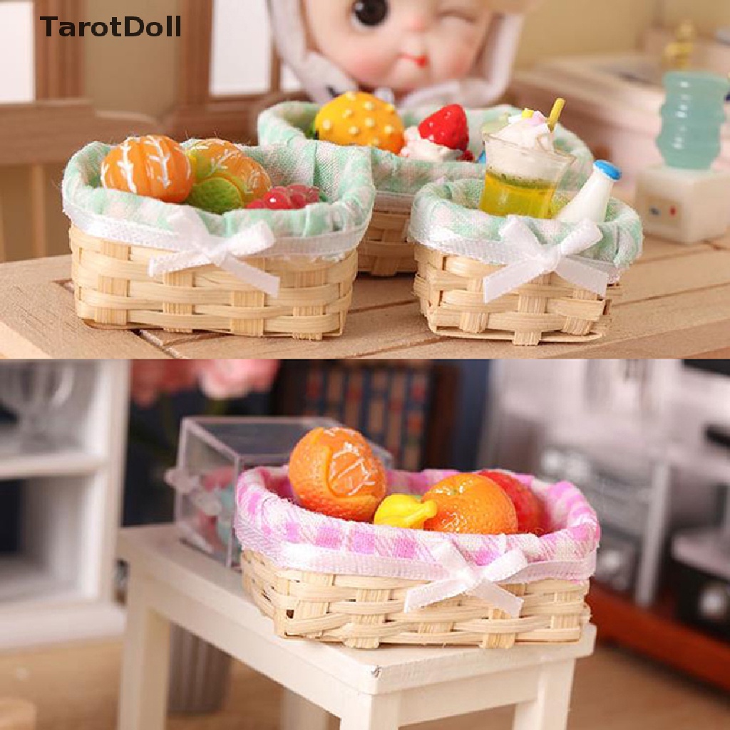 1 Bộ Giỏ Đựng Thức Ăn, Rau Củ Quả Mini Cho Nhà Búp Bê Tỷ Lệ 1: 12