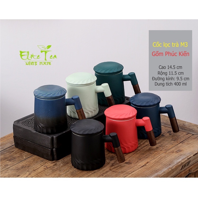 Cốc sứ uống nước, men sứ Phúc Kiến cao cấp, có cốc lọc trà kèm theo
