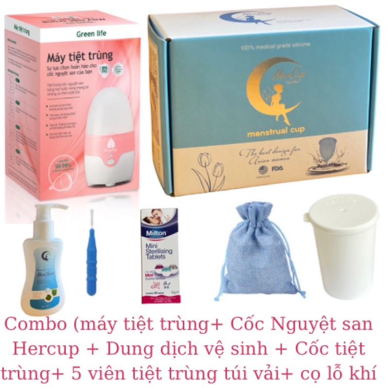 Cốc Nguyệt san Hercup và Máy tiệt trùng Cốc Nguyệt san