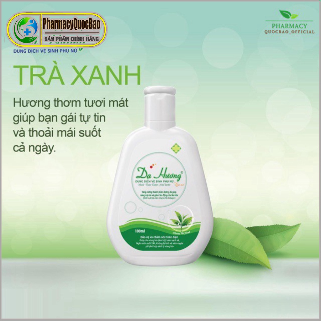 Dung dịch vệ sinh phụ nữ Dạ Hương trà xanh - Hương Trà Xanh - Chai 100ml