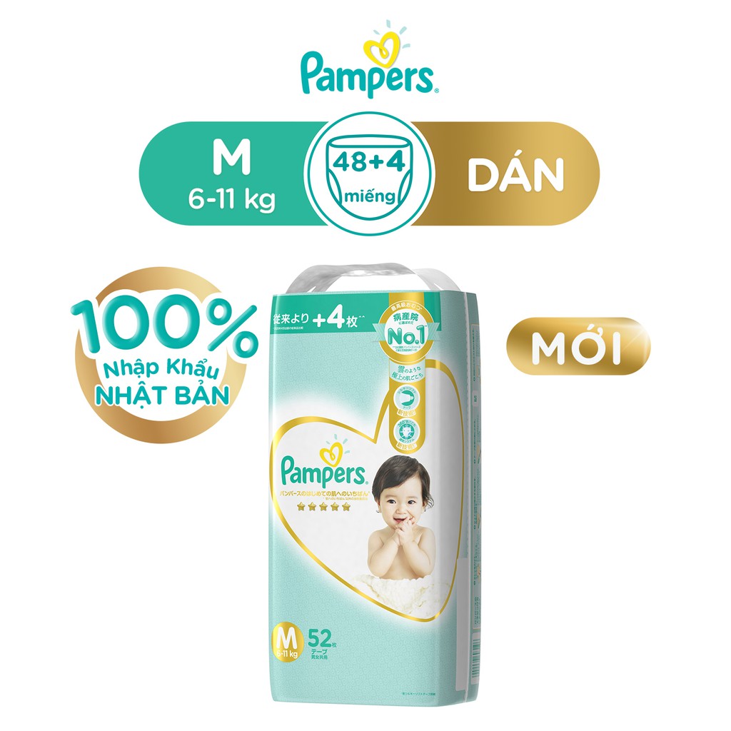  Tã dán Pampers Cao cấp NB66/ NB70/ S60/ S64/ M48/ M52/ L40/ L42