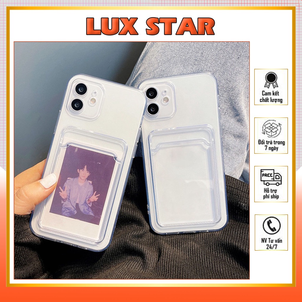 Ốp Lưng iPhone Dẻo Trong Suốt Chống Sốc Dạng Ví Cài 6/6plus/6s/6splus/7/7plus/8/8plus/x/xs/11/12/13/14/pro/max/plus