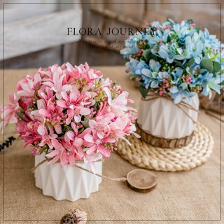Chậu hoa đặt bàn Hoa trang trí handmade Hoa giả xinh SP000249