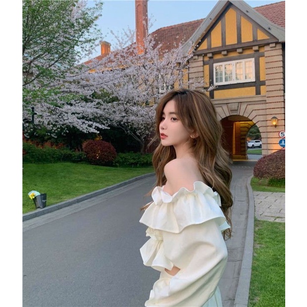 Áo trễ vai nữ croptop tay bồng bèo nhún bánh bèo tiểu thư xixeoshop - v74