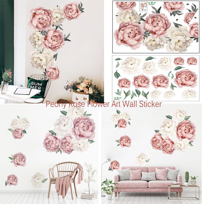 Sticker Dán Tường Trang Trí Hình Hoa Mẫu Đơn Lớn