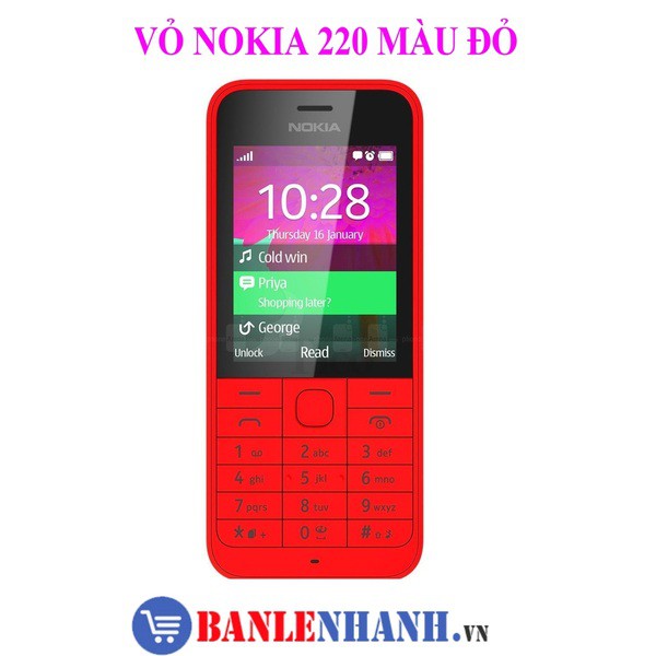 VỎ KHÔNG PHÍM NOKIA 220 MÀU ĐỎ [VỎ ZIN, XỊN]