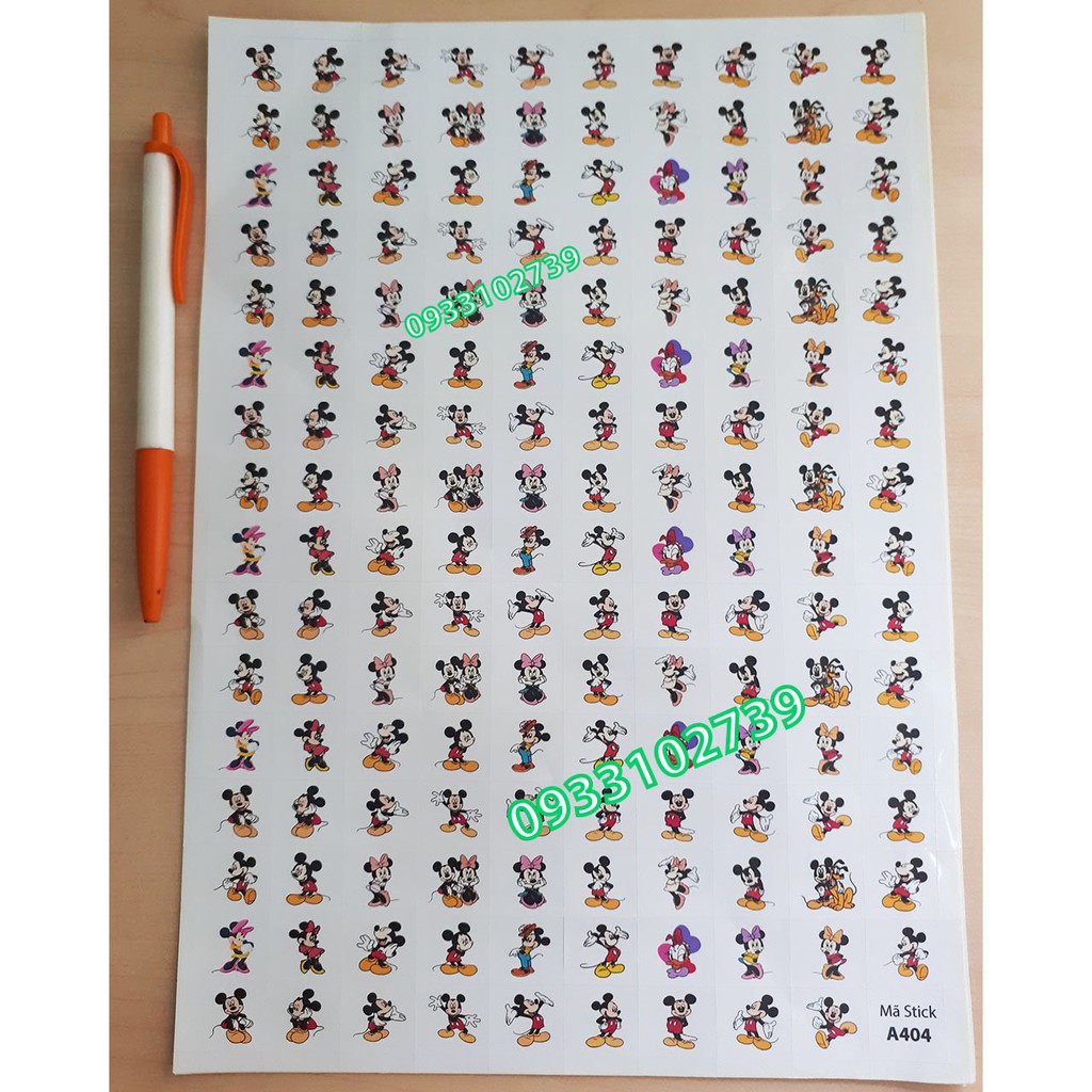 Sticker khen thưởng CHUỘT MICKEY 7k/ tờ A4 - 159 Stick - SP4