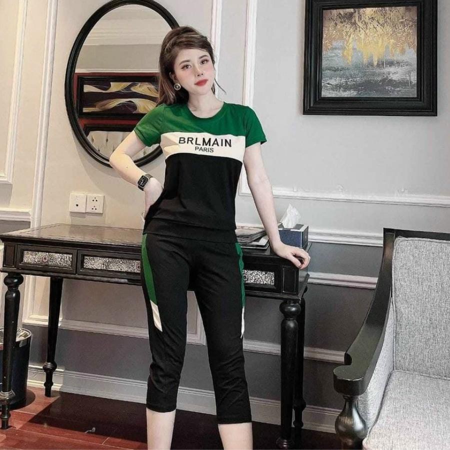 Đồ thể thao nữ ESHOP bộ quần ngố lửng mặc nhà bigsize thun cotton trung niên đẹp dễ thương mùa hè co giãn AD15
