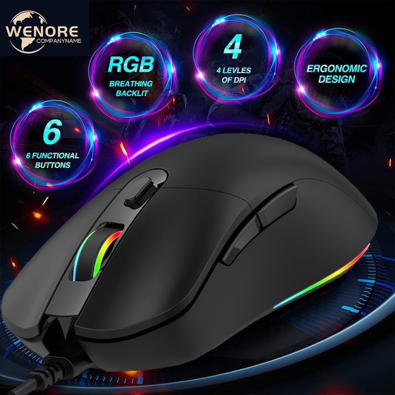 Chuột máy tính có dây văn phòng gaming giá rẻ Silent tắt âm chống ồn DPI 7200 chơi game cho laptop Chuột chơi game, chuột máy tính có dây G920 RBG Độ Chính Xác Cao