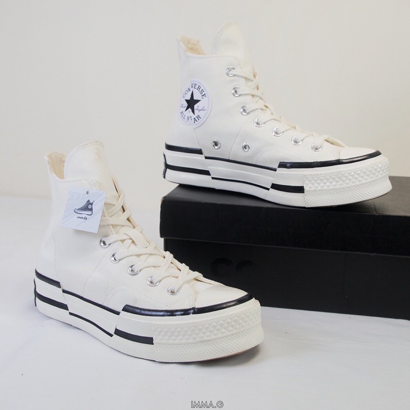 CHÍNH HÃNG | Giày Converse 1970s Plus Trắng, Đen Cổ Cao, Đế Độn 5cm  | IMMA.G